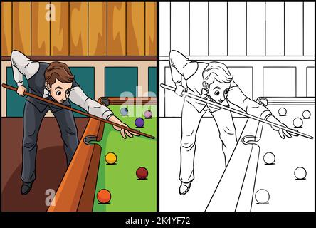 Mise en couleur du snooker Illustration colorée de la page Illustration de Vecteur