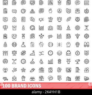 ensemble de 100 icônes de marque.Illustration de 100 symboles de marque ensemble de vecteurs isolé sur fond blanc Illustration de Vecteur