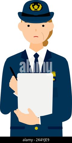 Femme police pose, police Illustration de Vecteur