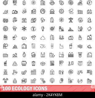 jeu de 100 icônes écologiques.Illustration de 100 icônes écologiques ensemble de vecteurs isolés sur fond blanc Illustration de Vecteur