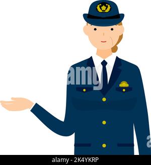 Pose d'une femme de police senior, en tête de file Illustration de Vecteur
