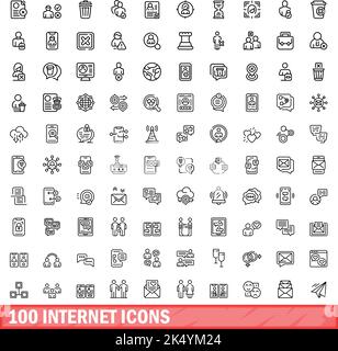 100 icônes internet définies.Illustration de 100 icônes Internet ensemble de vecteurs isolé sur fond blanc Illustration de Vecteur