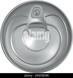 Bouchon en conserve réaliste. Boîte en aluminium, vue du dessus isolée sur fond blanc Illustration de Vecteur