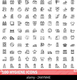 jeu de 100 icônes d'hygiène.Illustration de 100 icônes d'hygiène ensemble de vecteurs isolés sur fond blanc Illustration de Vecteur