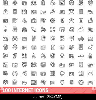 100 icônes internet définies.Illustration de 100 icônes Internet ensemble de vecteurs isolé sur fond blanc Illustration de Vecteur