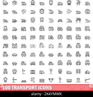 100 icônes de transport définies. Illustration de 100 icônes de transport ensemble de vecteurs isolé sur fond blanc Illustration de Vecteur