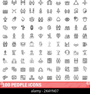 ensemble de 100 icônes de personnes.Illustration de 100 icônes de personnes ensemble de vecteurs isolé sur fond blanc Illustration de Vecteur