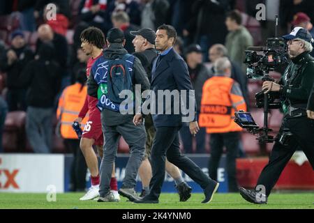 Liverpool, Royaume-Uni. 04th octobre 2022. Giovanni van Bronckhorst responsable des Rangers après le match de l'UEFA Champions League Liverpool vs Rangers à Anfield, Liverpool, Royaume-Uni, 4th octobre 2022 (photo de James Heaton/News Images) à Liverpool, Royaume-Uni, le 10/4/2022. (Photo de James Heaton/News Images/Sipa USA) crédit: SIPA USA/Alay Live News Banque D'Images