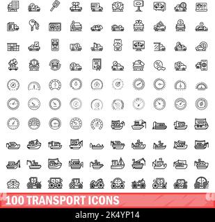 100 icônes de transport définies. Illustration de 100 icônes de transport ensemble de vecteurs isolé sur fond blanc Illustration de Vecteur