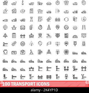 100 icônes de transport définies. Illustration de 100 icônes de transport ensemble de vecteurs isolé sur fond blanc Illustration de Vecteur