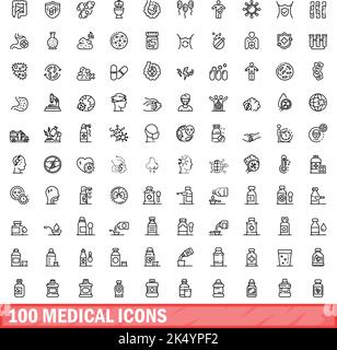 ensemble de 100 icônes médicales. Illustration de 100 icônes médicales ensemble de vecteurs isolé sur fond blanc Illustration de Vecteur
