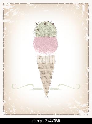 Un cône de crème glacée fait de textures et de couleurs douces Illustration de Vecteur