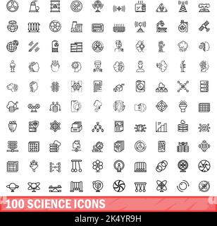 ensemble de 100 icônes scientifiques. Illustration de 100 icônes scientifiques ensemble de vecteurs isolé sur fond blanc Illustration de Vecteur
