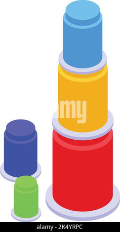 Icône Montessori vecteur isométrique. Jouet éducatif. Bois élégant Illustration de Vecteur