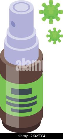 Icône de flacon de pulvérisation antivirale vecteur isométrique. Virus médical. Remède de santé Illustration de Vecteur