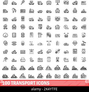 100 icônes de transport définies. Illustration de 100 icônes de transport ensemble de vecteurs isolé sur fond blanc Illustration de Vecteur
