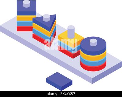 Montessori icône de l'éducation vecteur isométrique. Jouet en bois. Forme intelligente Illustration de Vecteur