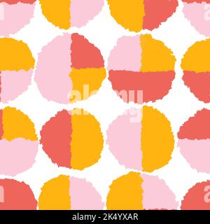 Motif sans couture dessiné à la main avec formes abstraites géométriques dans des couleurs rouge orange jaune. Fond moderne du milieu du siècle pour l'impression de tissu papier peint papier d'emballage. Design fluide moderne et tendance Banque D'Images