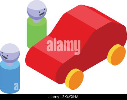 Montessori voiture jouet icône vecteur isométrique. Éducation scolaire. Forme intelligente Illustration de Vecteur