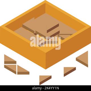 Icône de la boîte de jeux Montessori vecteur isométrique. Éducation aux jouets. Forme mathématique Illustration de Vecteur