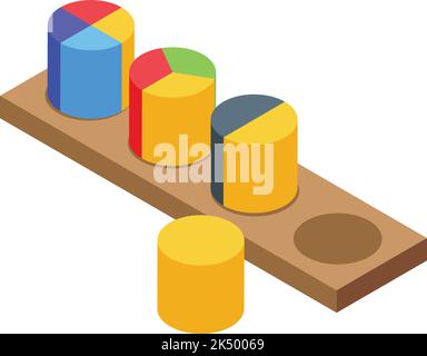 Montessori icône de jeu vecteur isométrique. Jouet éducatif. Enfant maths Illustration de Vecteur