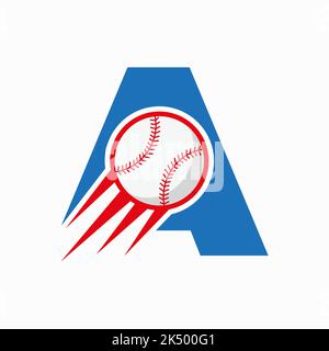 Lettre initiale Un concept de logo de Baseball avec modèle de vecteur d'icône de Baseball mobile Illustration de Vecteur