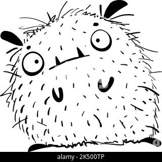 Mignon Hairy Fluffy Monster pour enfants souriant Illustration de Vecteur