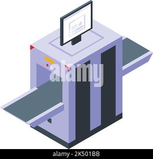 Vecteur isométrique de l'icône de numérisation par rayons X de l'ordinateur. Poitrine du corps. Test du médecin Illustration de Vecteur