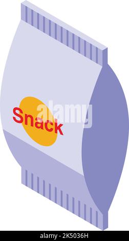 Icône de l'emballage snack vecteur isométrique. Emballez la puce. Nourriture en paquets Illustration de Vecteur