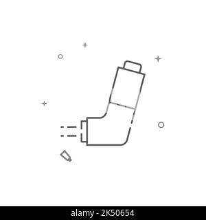 Icône de ligne vectorielle simple de l'inhalateur d'asthme. Symbole, pictogramme, panneau isolé sur fond blanc. Contour modifiable. Régler l'épaisseur de ligne. Illustration de Vecteur