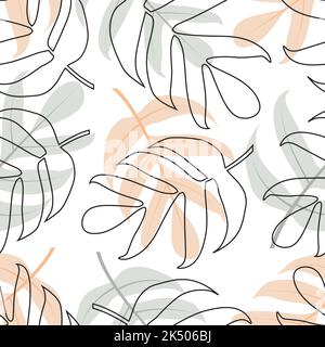 Texture feuillages élégante et élégante. Motif vectoriel sans couture de feuilles de monstère tropicale. Texture de répétition tendance. Fond de superposition composite pour Illustration de Vecteur