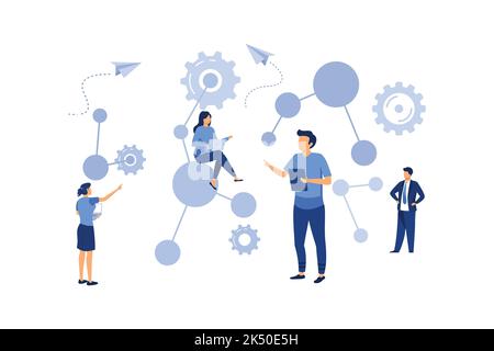 le scientifique effectue des études en laboratoire et étudie les données statistiques des résultats. composé malekul et atomes. technologie moderne machine apprendre Illustration de Vecteur