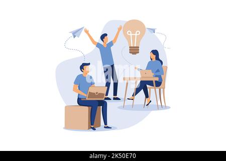 assistant en ligne au travail. promotion dans le réseau. responsable du travail à distance, recherche de nouvelles idées solutions, travailler ensemble dans l'entreprise, cerveau Illustration de Vecteur