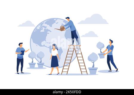 Illustration moderne et plate de style dessin animé Mother Earth Day Illustration de Vecteur