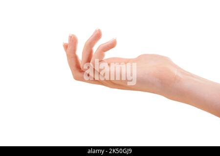 Elle tient sa main dehors pour un soin des mains frais. Une main de womans. Banque D'Images