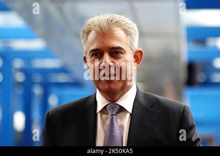 Le secrétaire à la Justice Brandon Lewis lors de la conférence annuelle du Parti conservateur au Centre international des congrès de Birmingham. Date de la photo: Mercredi 5 octobre 2022. Banque D'Images