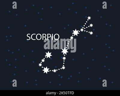 Symbole d'horoscope Scorpion. Constellation de zodiaque avec étoiles. Carte Night Sky. Illustration vectorielle de signes astrologiques pour le calendrier, horoscope isolé Illustration de Vecteur