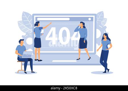 Erreur 404, déconnexion d'Internet, indisponible, les petites personnes sont en colère vecteur plat illustration vecteur Illustration de Vecteur