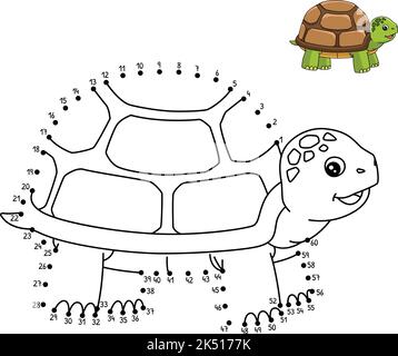 Page de coloriage isolée de tortue point à point pour enfants Illustration de Vecteur