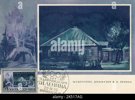 URSS - vers 1970: Une enveloppe postale de la première journée de l'URSS avec des timbres. 100 ans depuis la naissance de Lénine. Banque D'Images