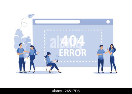 Business concept Flat Vector illustration, erreur 404, déconnexion d'Internet, indisponible, les gens sont en colère Illustration de Vecteur