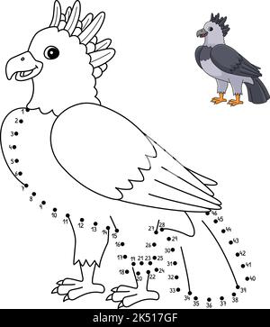 Page de coloriage isolée de Harpy Eagle point à point Illustration de Vecteur