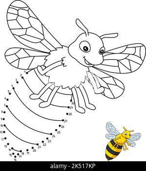 Page de coloriage isolé d'abeille point à point pour enfants Illustration de Vecteur