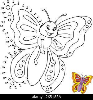 Page de coloriage isolée papillon point à point Illustration de Vecteur