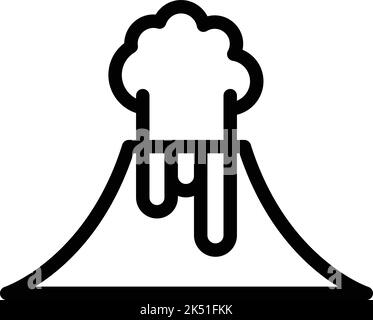 Vecteur de contour d'icône de volcan en feu. Incendie de magma. Géologie de Vulcano Illustration de Vecteur