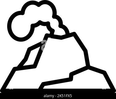 Vecteur de contour d'icône d'éruption volcanique. Incendie de volcan. Magma-cendres Illustration de Vecteur