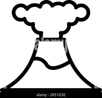 Vecteur de contour de l'icône d'explosion Vulcano. Éruption volcanique. Cendres de lave Illustration de Vecteur