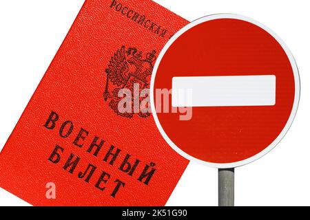 Carte d'identité militaire russe avec panneau de signalisation en brique. Photo de haute qualité Banque D'Images