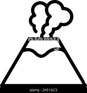 Vecteur de contour d'icône de volcan de pierre. Éruption volcanique. Feu de lave Illustration de Vecteur