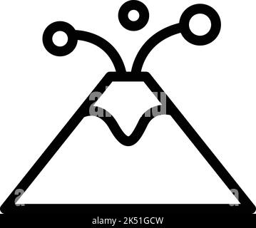 Vecteur de contour de l'icône du volcan de montagne. Incendie de magma. Éruption volcanique Illustration de Vecteur